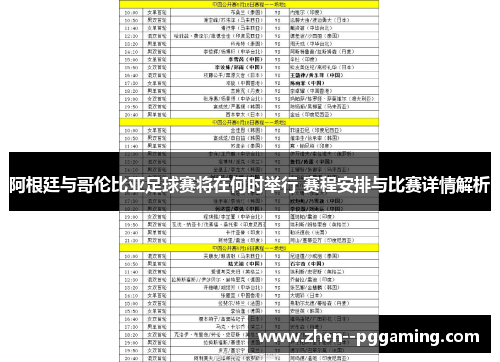 阿根廷与哥伦比亚足球赛将在何时举行 赛程安排与比赛详情解析